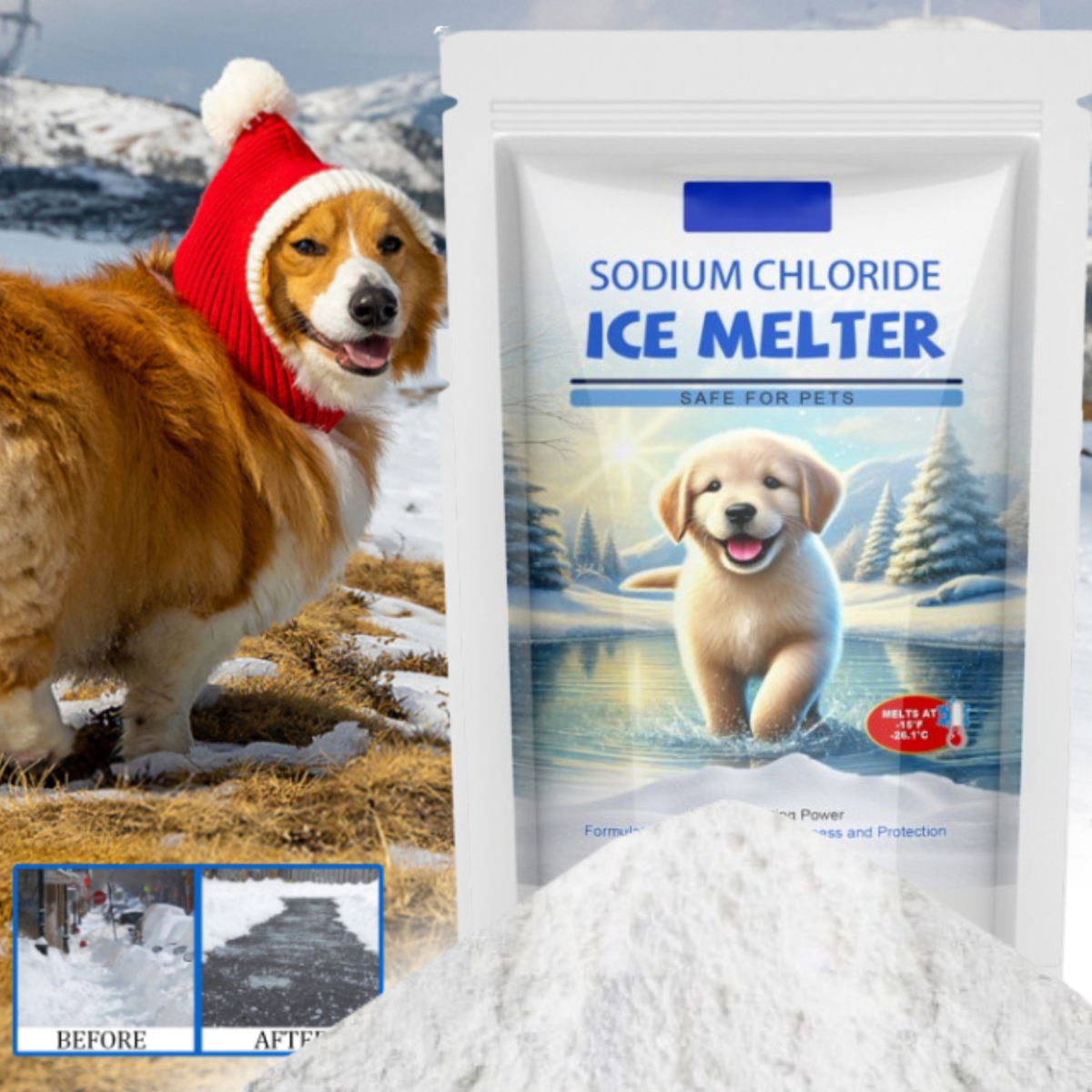 Ice Melt Pet - Petsafe Ice Melt - Pet Safe Snow Melt - 3.5 OZ Pet-Friendly Ice Melt - Ideal for Winter Street Ice and Snow Melting,Safe for Pets